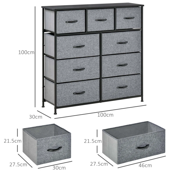 black grey fabric storage organiser