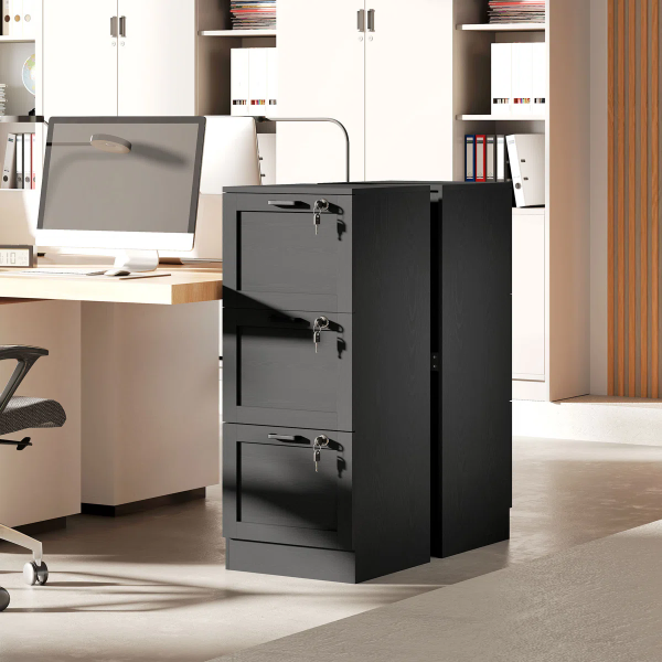 black lockable office document cabinet