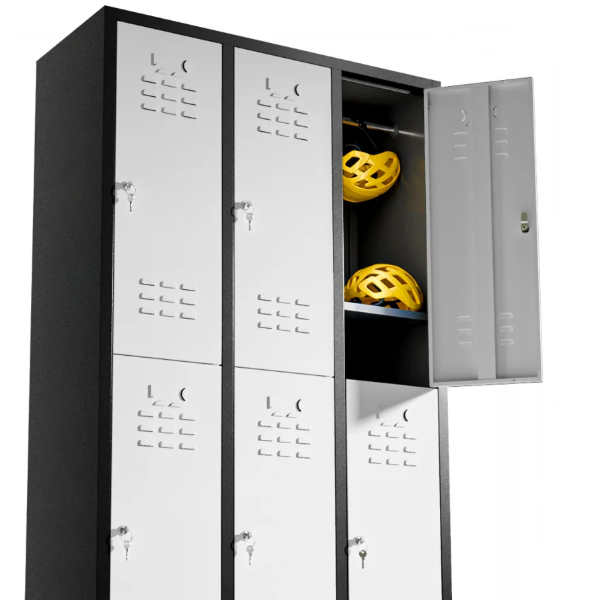 black lockable workplace locker cabinet