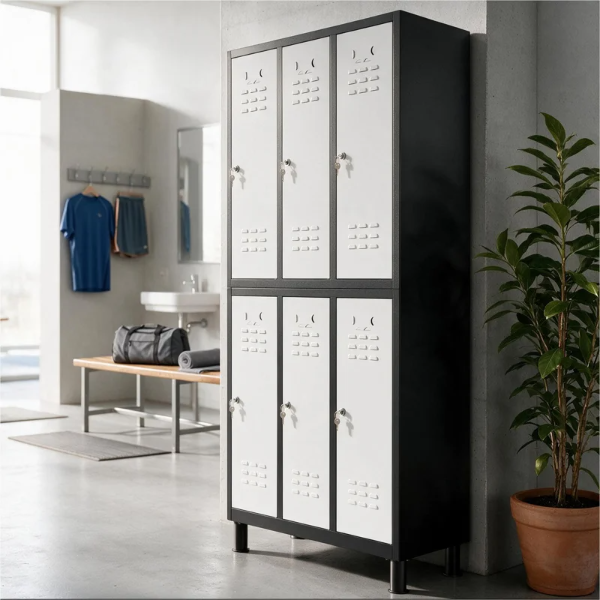 black six door 180cm metal locker