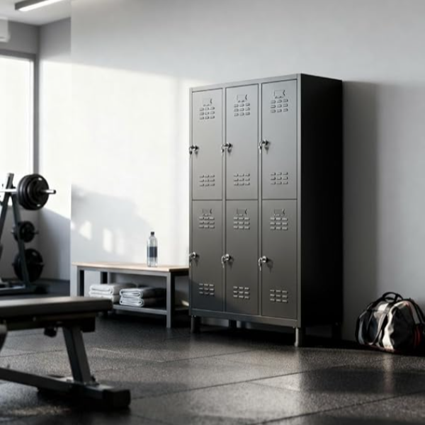 black six door metal locker