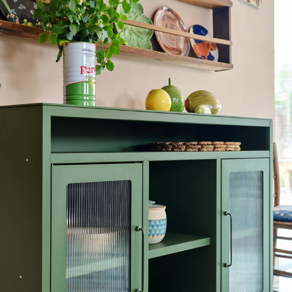 fern metal display sideboard front view