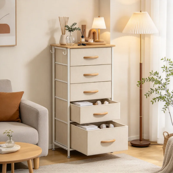 steel five drawer accent chest