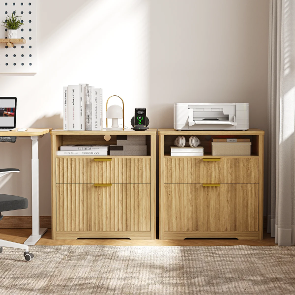 wide two drawer filing cabinet